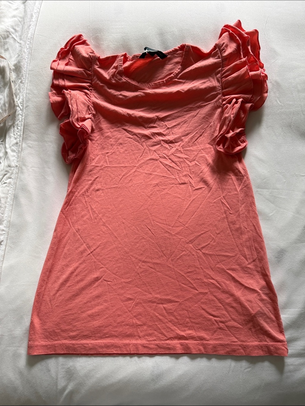 French Connection Coral Ruffle Short Sleeve Tee